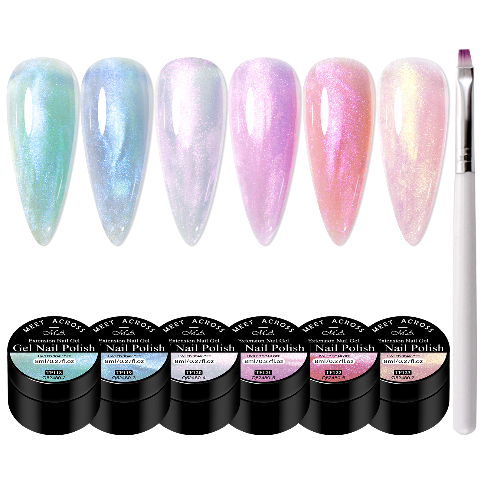 Nail Art Ombre Pink - 6Pcs/Set Aurora Extension Nail Gel Polish