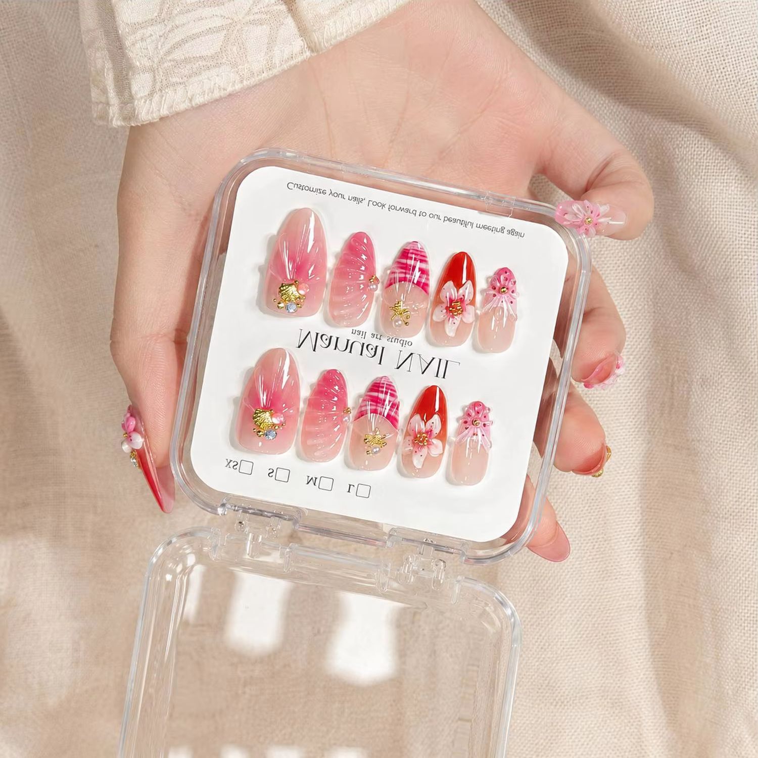 1Box Pearl Accents Pink Ombre  - Nail Art Ombre Pink recensie en prijs