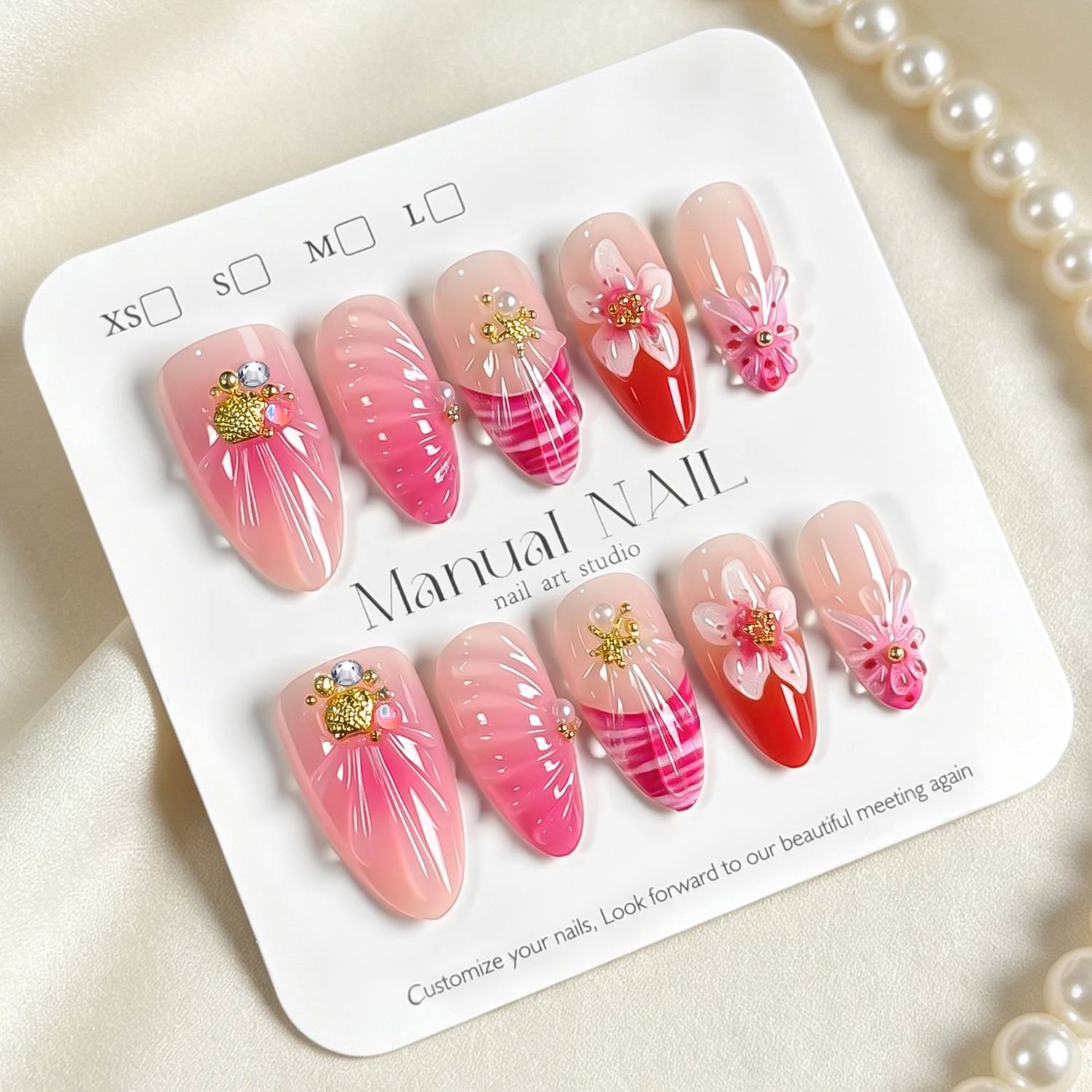 1Box Pearl Accents Pink Ombre  - Nail Art Ombre Pink recensie en prijs
