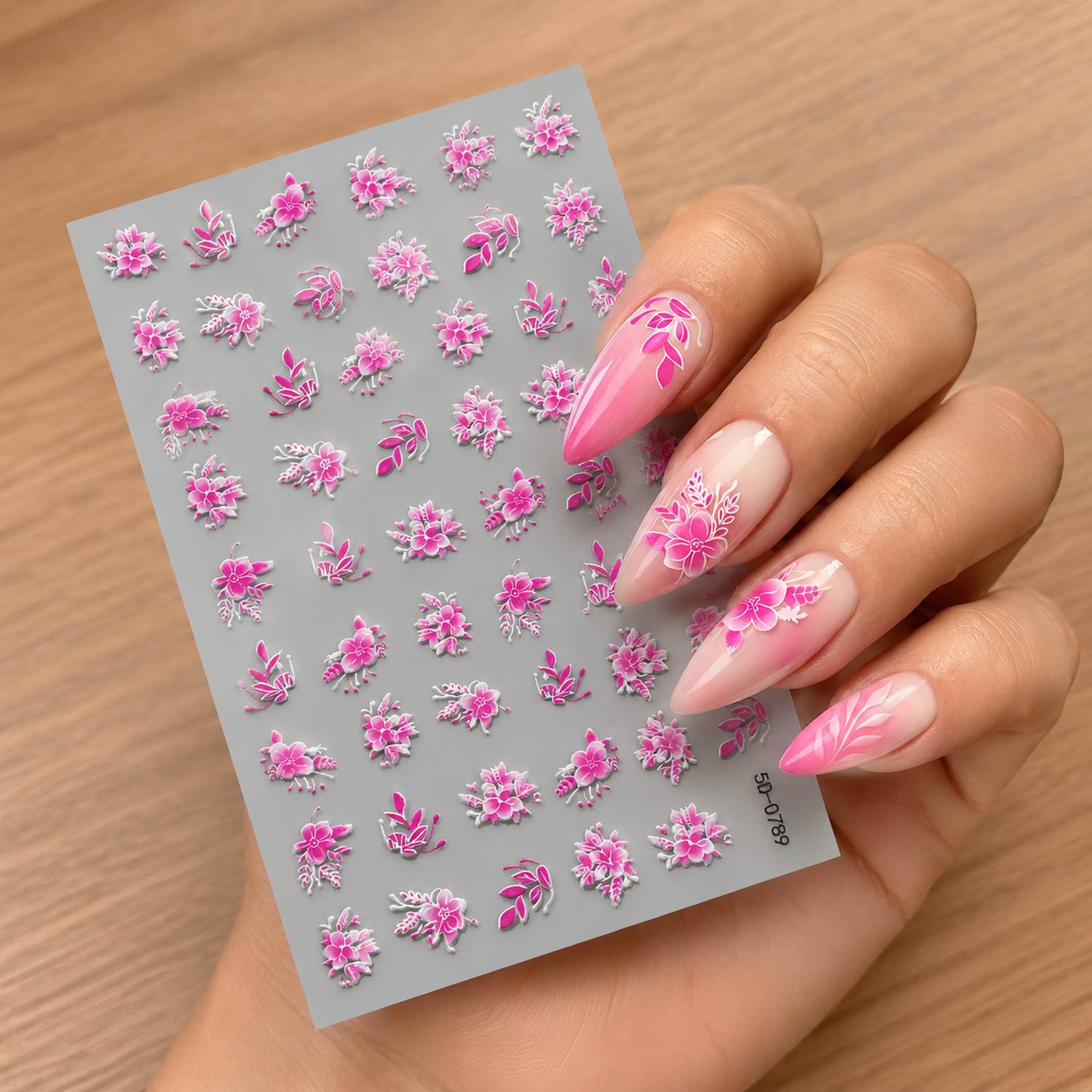 1Pc 3D Embossed Blossom Cluste - Nail Art Ombre Pink recensie en prijs