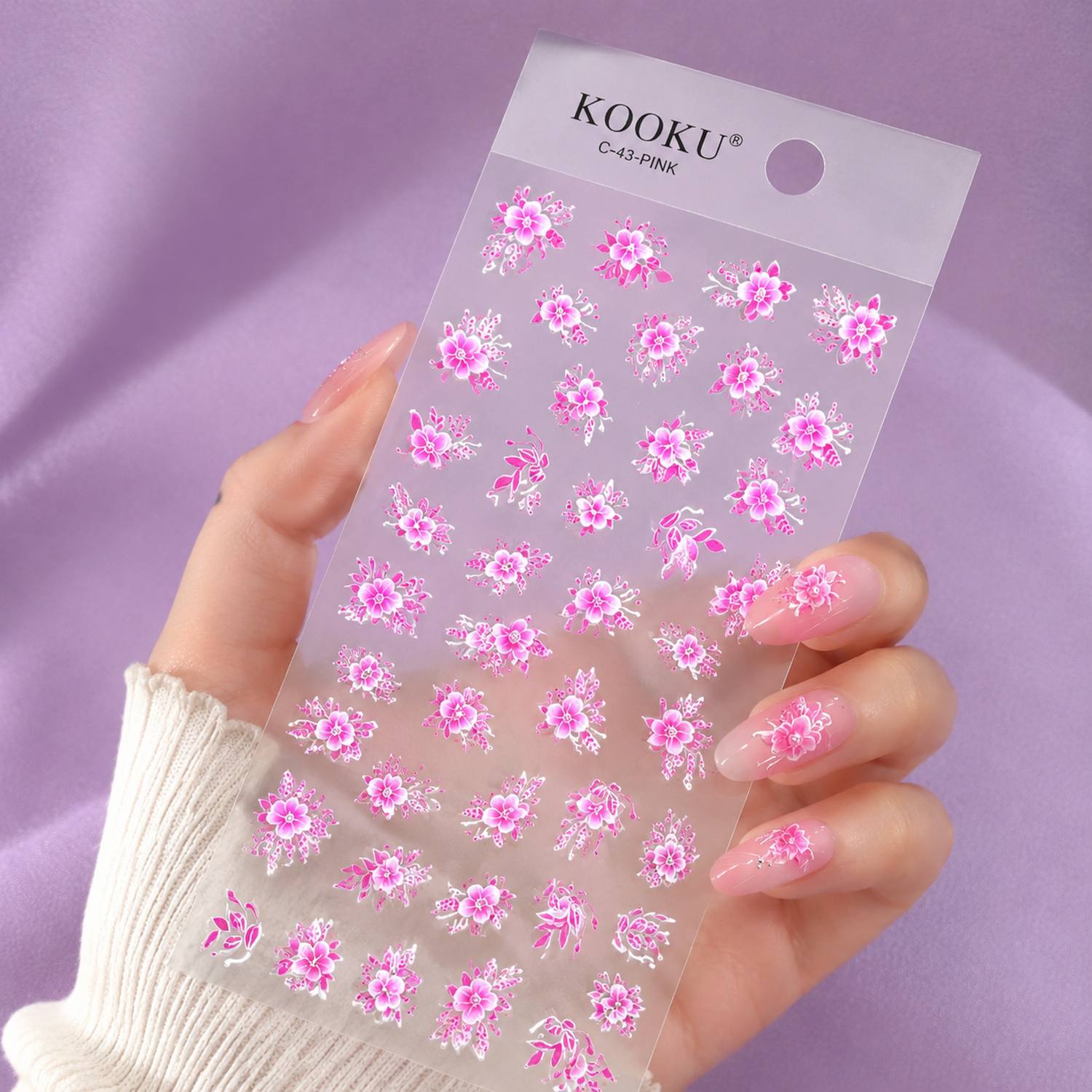 1Pc 3D Embossed Blossom Cluste - Nail Art Ombre Pink recensie en prijs