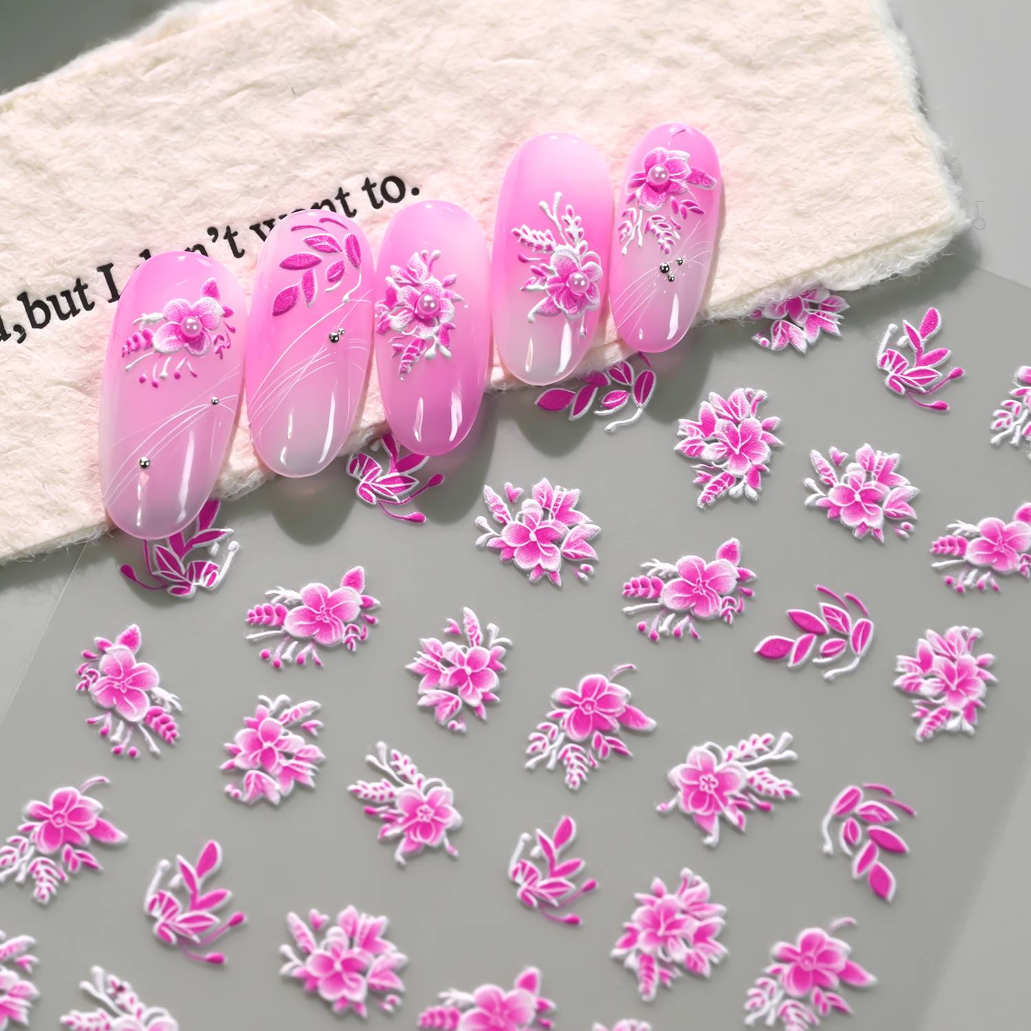 1Pc 3D Embossed Blossom Cluste - Nail Art Ombre Pink recensie en prijs