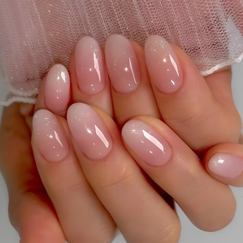 24Pcs Oval Short Pink Press on - Nail Art Ombre Pink recensie en prijs