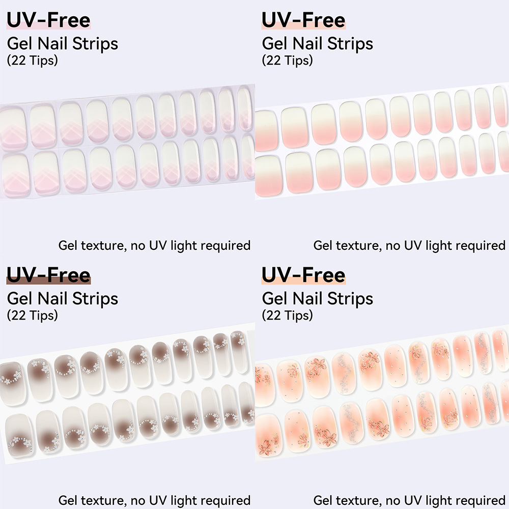 UV FREE Gel Nail Strips 22 Tip - Nail Art Ombre Pink recensie en prijs