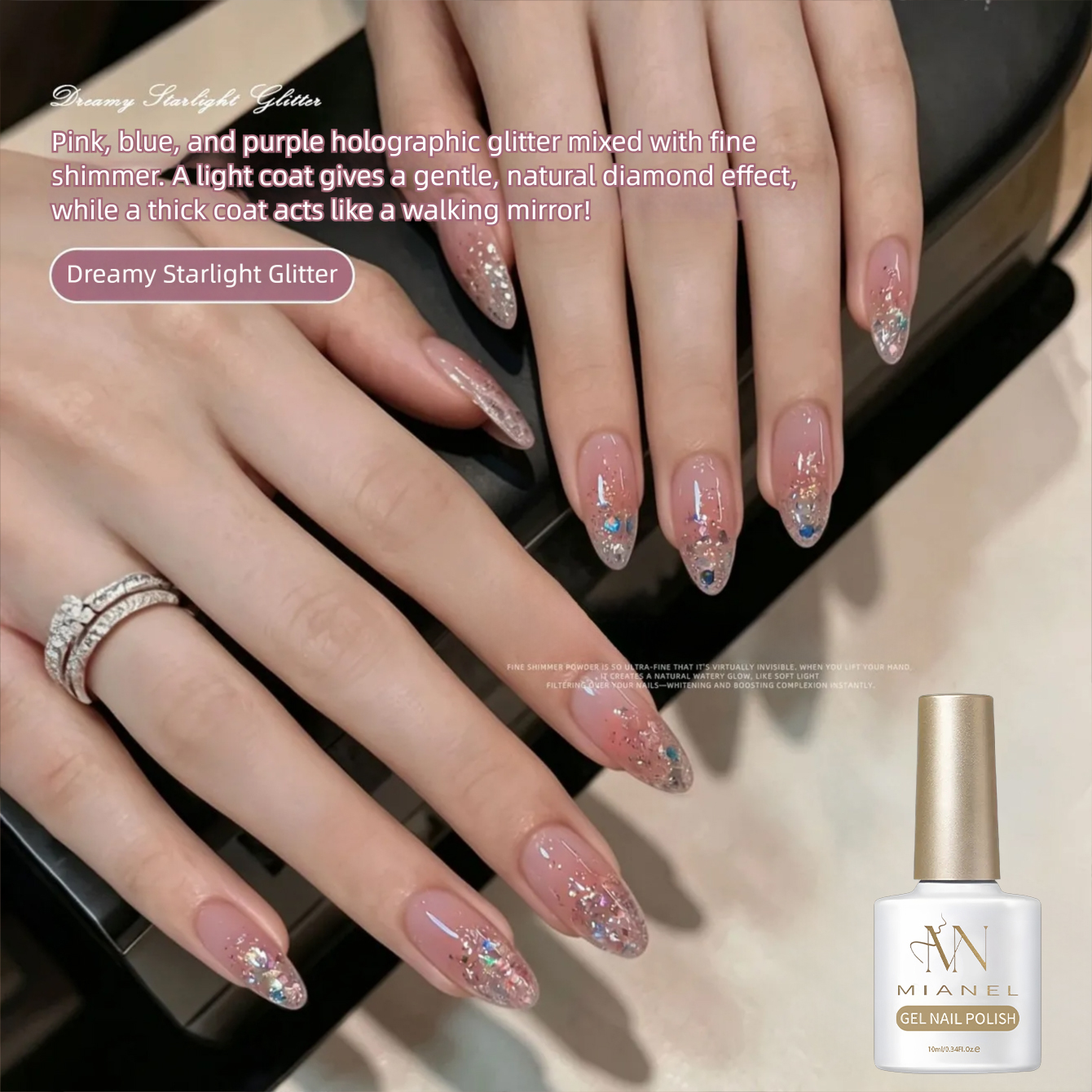 MIANEL Sheer Pink Starry Glitt - Nail Art Ombre Pink recensie en prijs