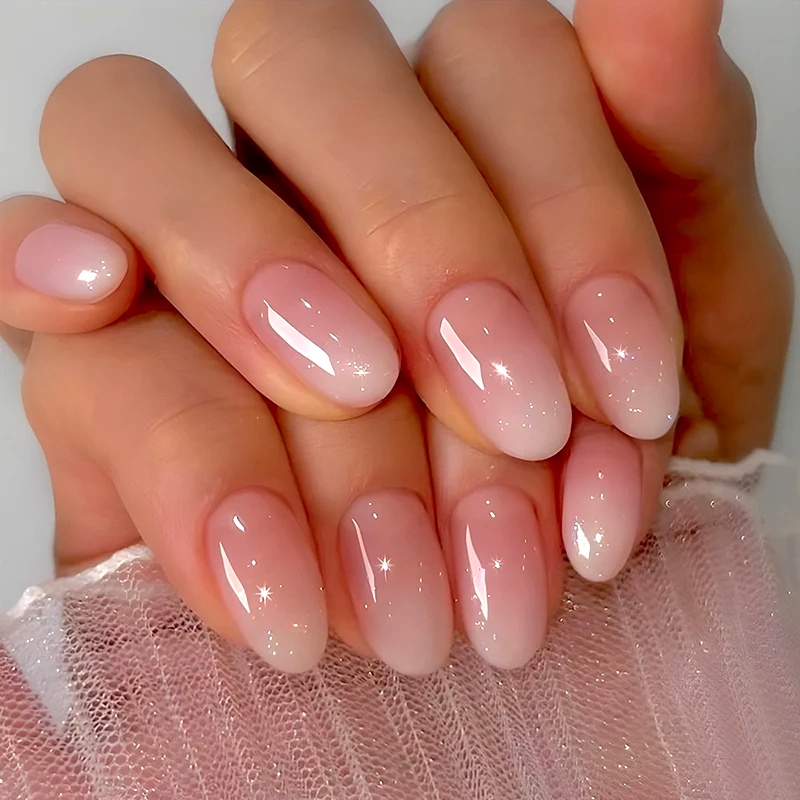 24Pcs Oval Short Pink Press on - Nail Art Ombre Pink recensie en prijs