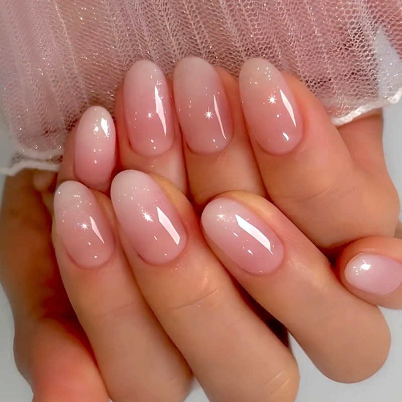 24Pcs Oval Short Pink Press on - Nail Art Ombre Pink recensie en prijs