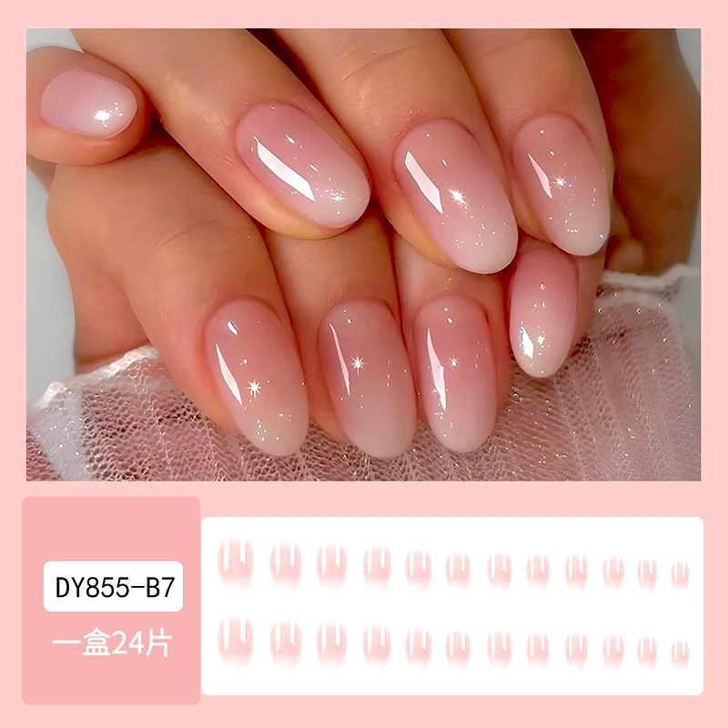 24Pcs Oval Short Pink Press on - Nail Art Ombre Pink recensie en prijs