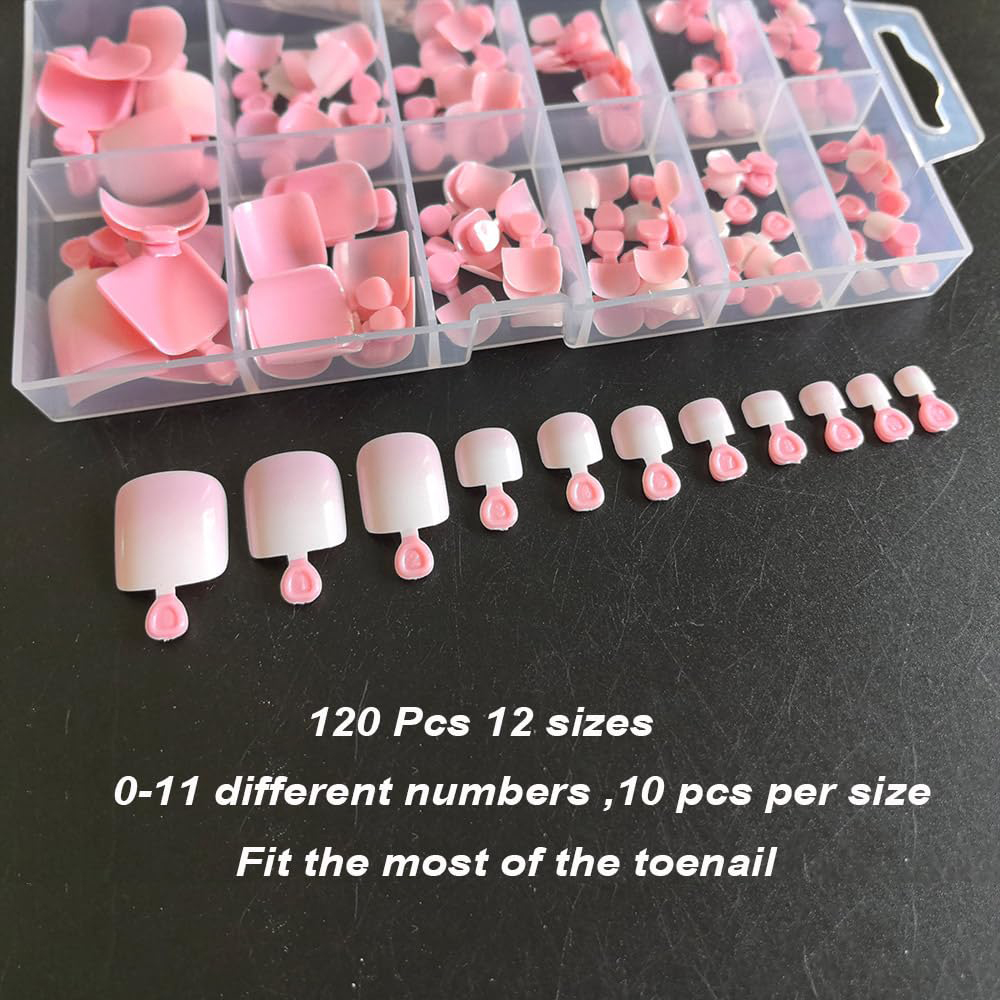 120pcs Ombre Pink White Toe Na - Nail Art Ombre Pink recensie en prijs